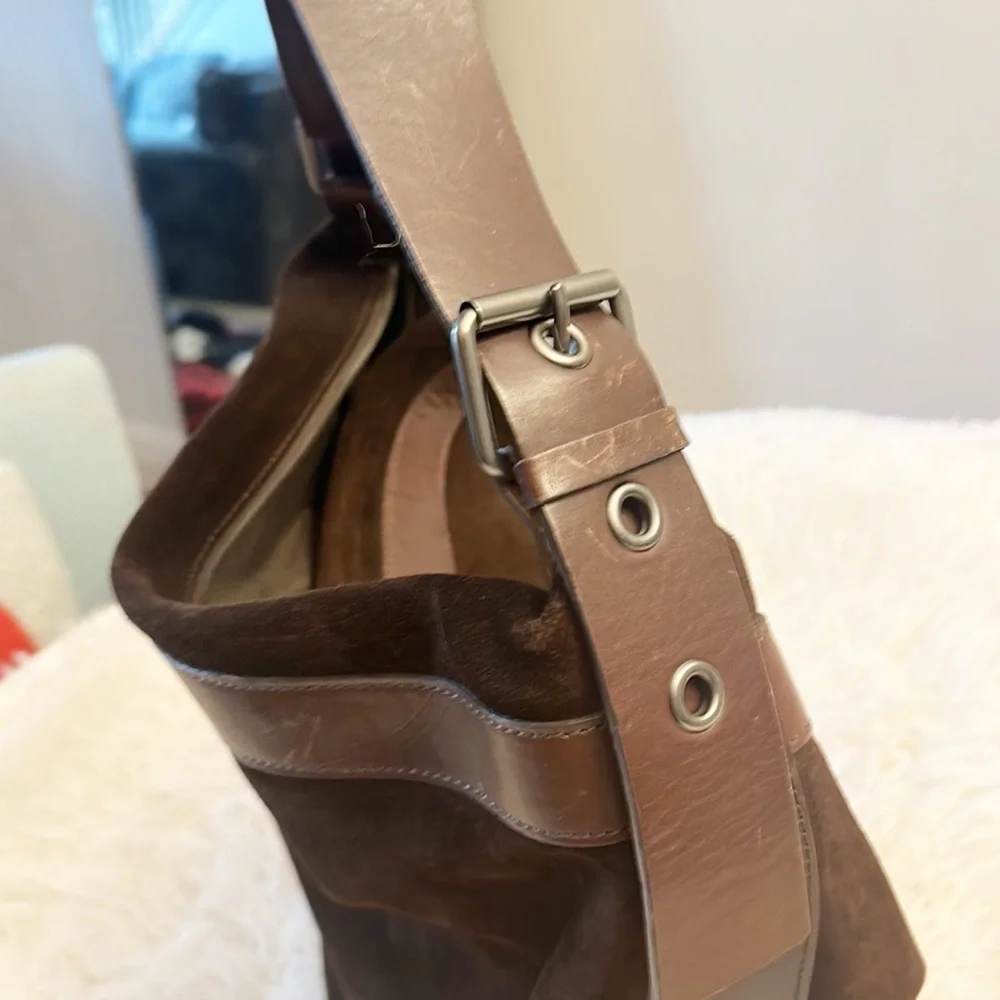 Banana Republic Brown Suede Leather Oversized Tote Purse Bag EUC